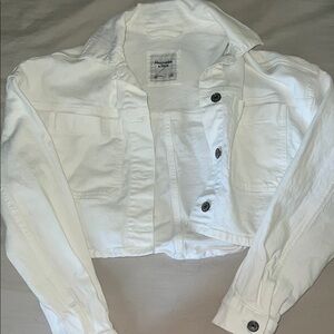 Abercrombie & Fitch White Cropped Jean Jacket